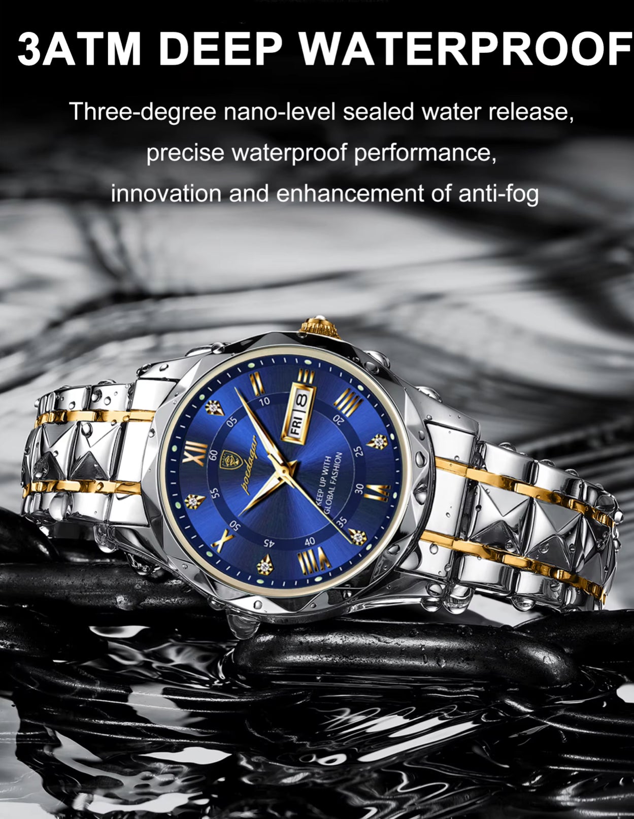 POEDAGAR Royal Blue Men's Luxury Watch