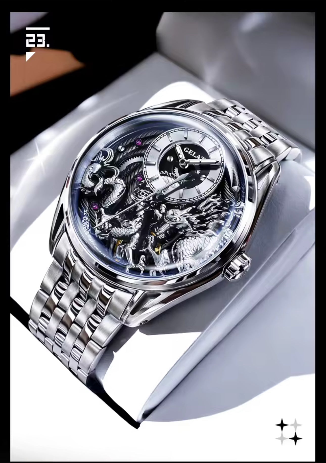 Silver Dragon Coiled Automatic Watch