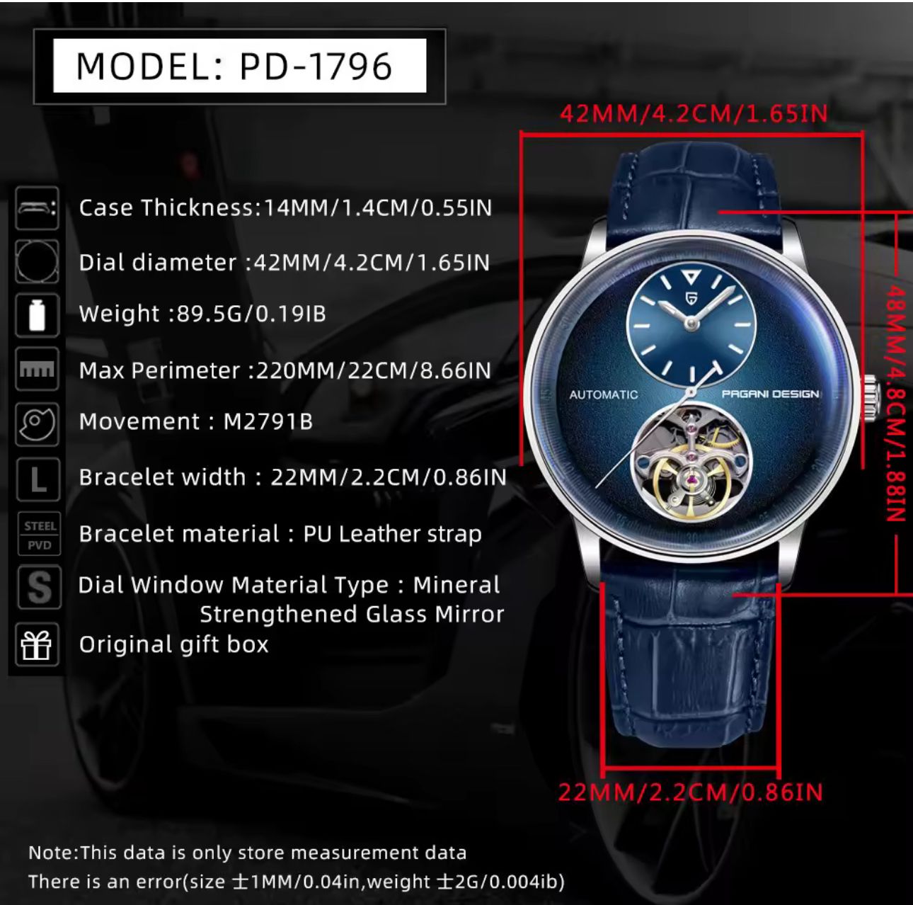 Pagani Design Tourbillon-Style Automatic Watch