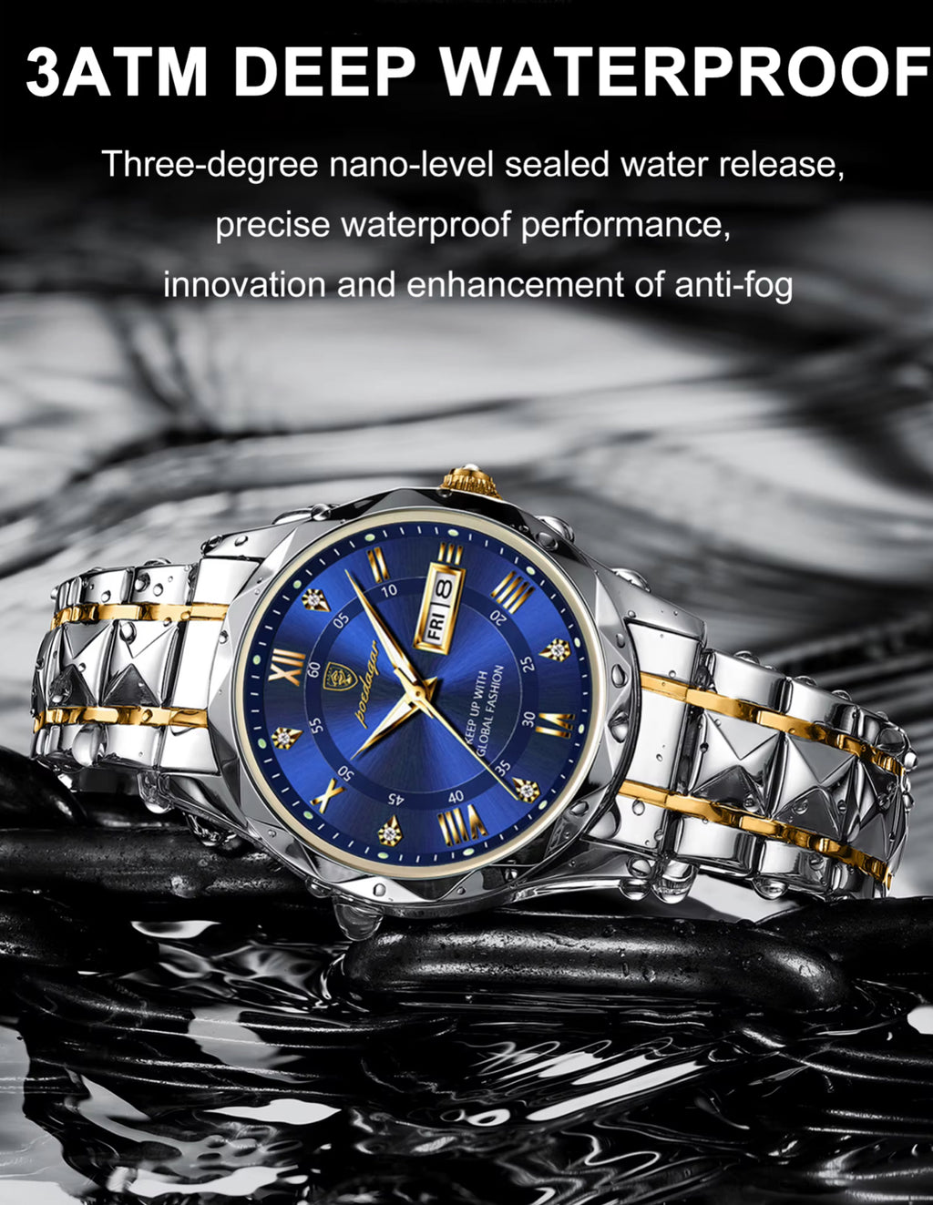 POEDAGAR Royal Blue Men's Luxury Watch