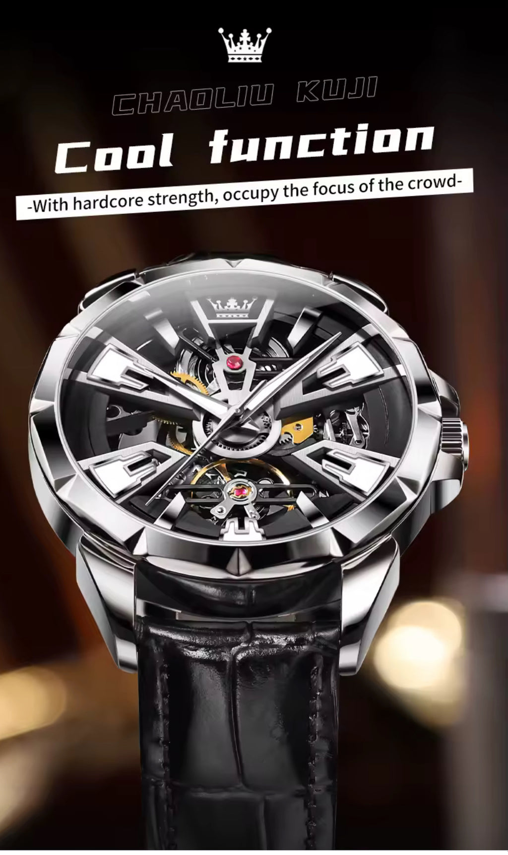 Royal Crown Skeleton Automatic Watch