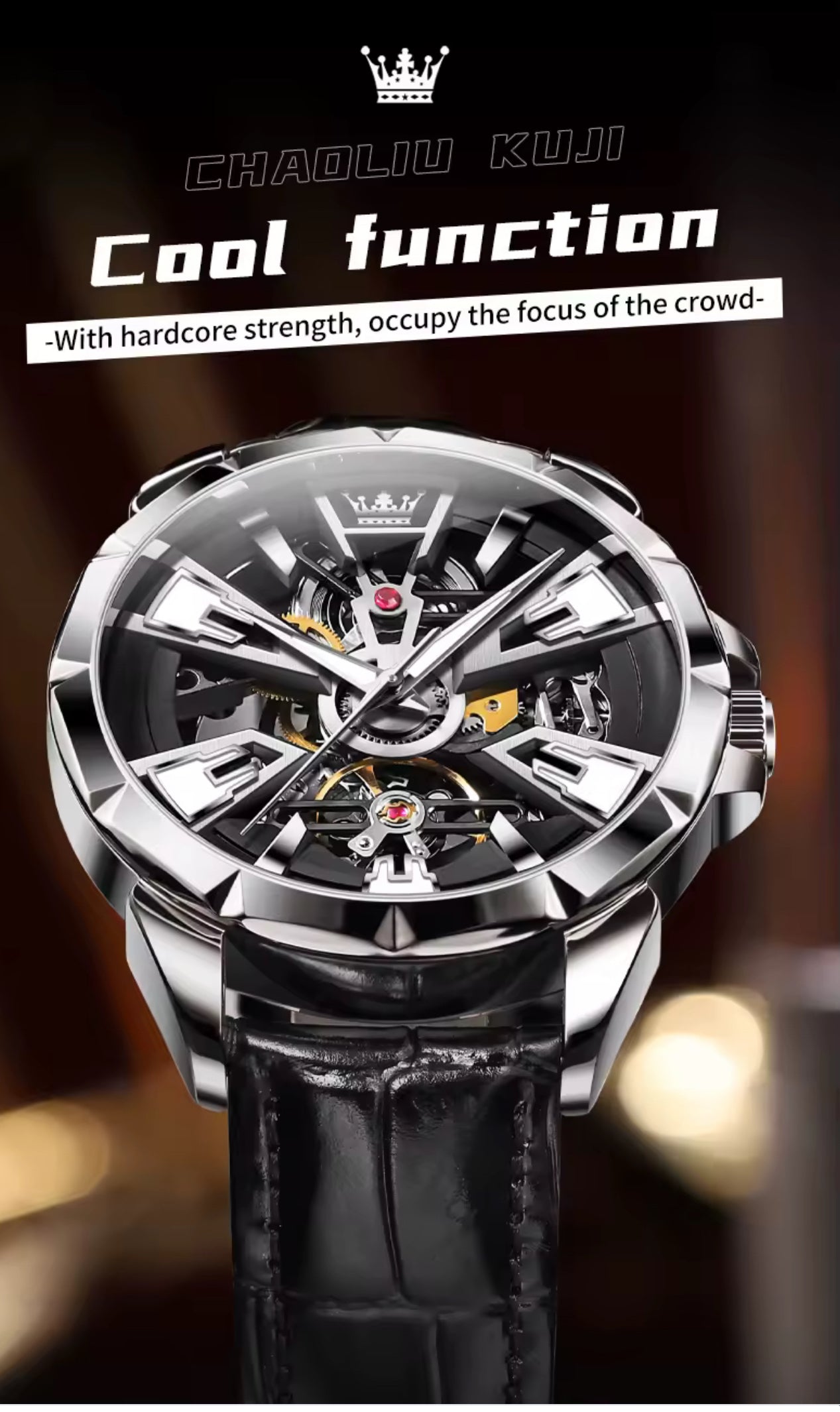 Royal Crown Skeleton Automatic Watch