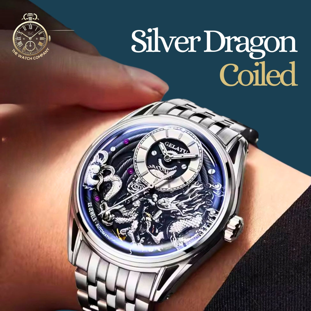 Silver Dragon Coiled Automatic Watch