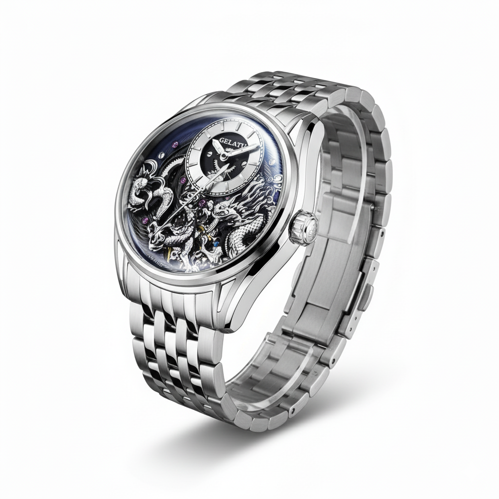 Silver Dragon Coiled Automatic Watch